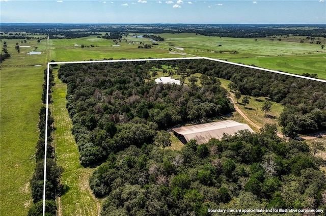 bird's eye view with a rural view