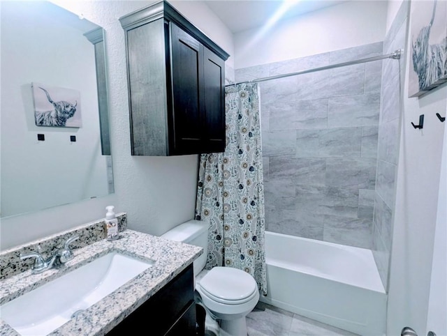 1938 Chief St, Bryan, TX 77807 - full bath with toilet, vanity, and shower / tub combo with curtain
