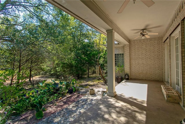 view of patio with ceiling fan