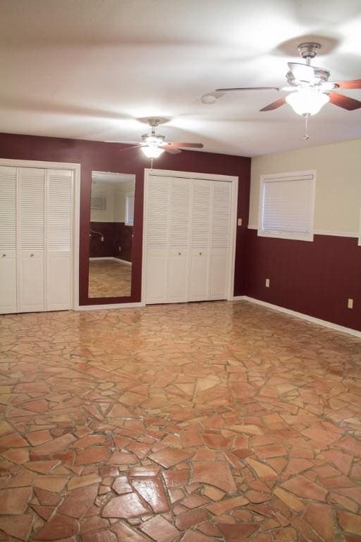 unfurnished bedroom with ceiling fan