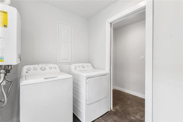 213 N Houston Ave, Bryan, TX 77803 - laundry area featuring water heater and washing machine and clothes dryer