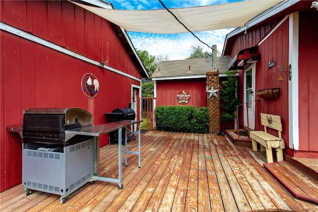 deck featuring area for grilling