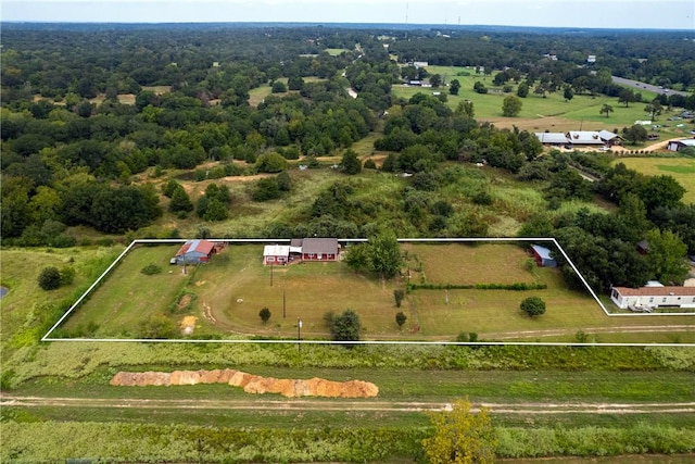 drone / aerial view with a rural view