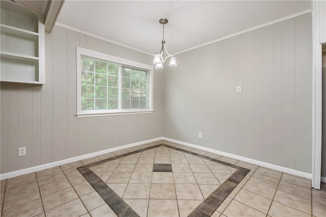 806 Matous Dr, Bryan, TX 77802 - unfurnished room featuring ornamental molding, tile patterned flooring, and wood walls