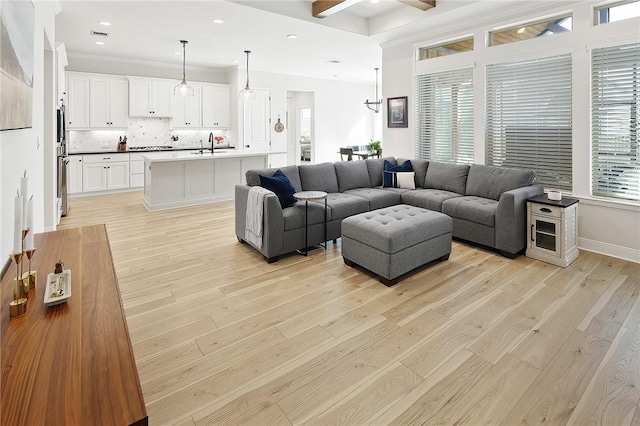 3609 Llano River Dr, College Station, TX 77845 - living room with light wood-style flooring, recessed lighting, and baseboards