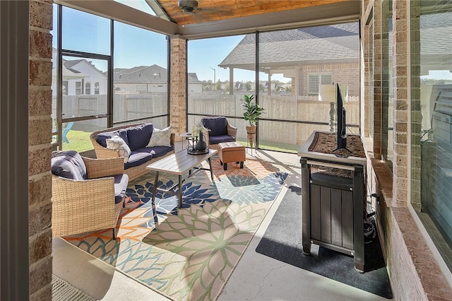 3609 Llano River Dr, College Station, TX 77845 - sunroom featuring an outdoor living space and lofted ceiling