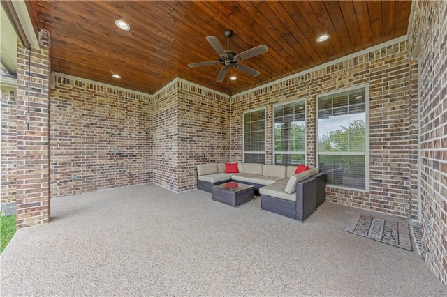 3520 Foxcroft Path, Bryan, TX 77808 - view of patio with outdoor lounge area and ceiling fan