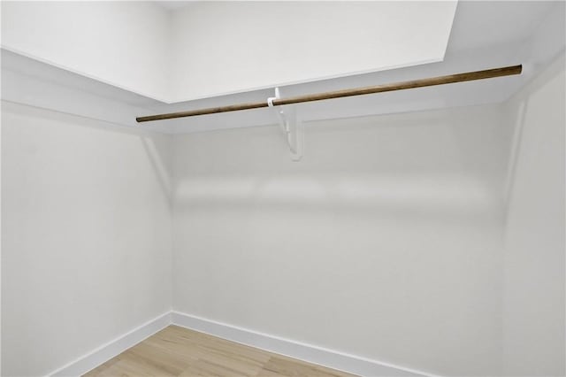 walk in closet with hardwood / wood-style floors