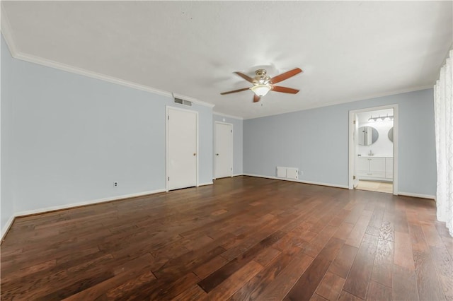 714 S Rosemary Dr, Bryan, TX 77802 - unfurnished room featuring a ceiling fan, dark wood finished floors, and ornamental molding