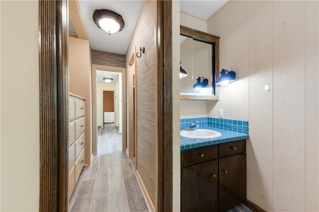 501 College View Dr, Bryan, TX 77801 - bathroom featuring wood finished floors and vanity