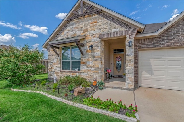 view of front facade with a front lawn and a garage