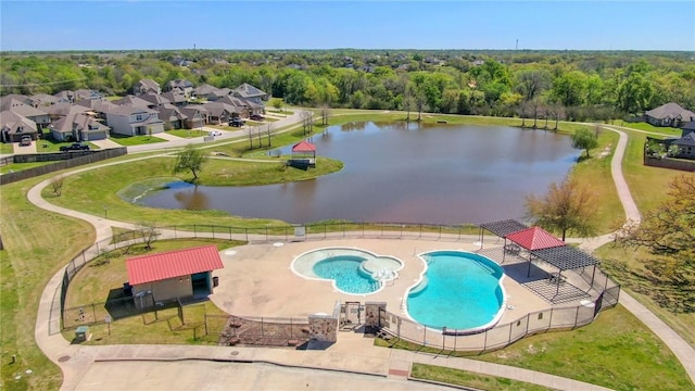bird's eye view featuring a water view