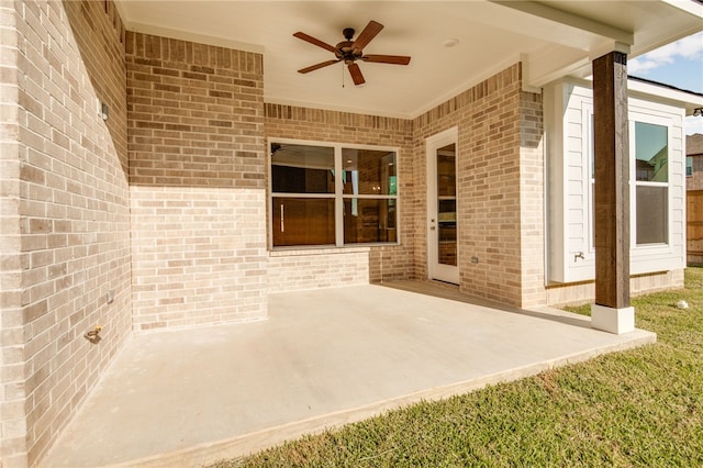 view of patio / terrace featuring ceiling fan