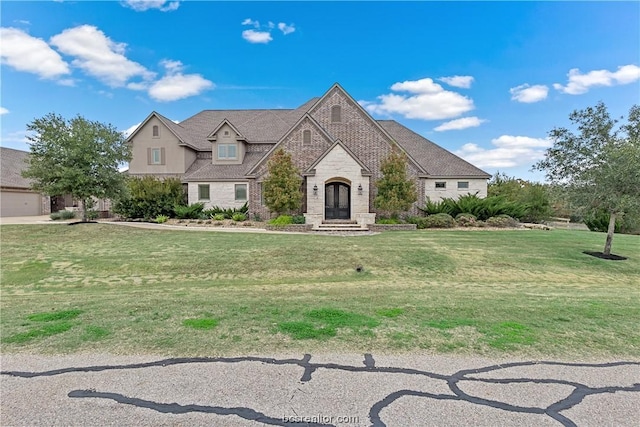 view of front of home featuring a front lawn