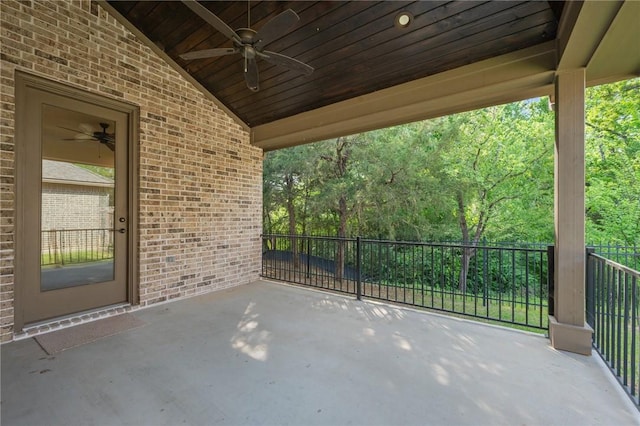 view of patio with ceiling fan