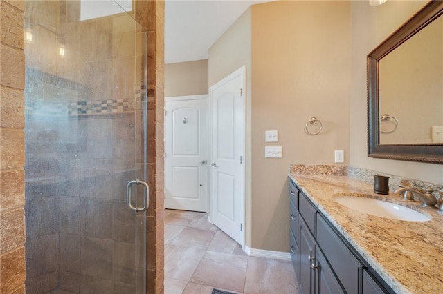 bathroom with vanity and an enclosed shower