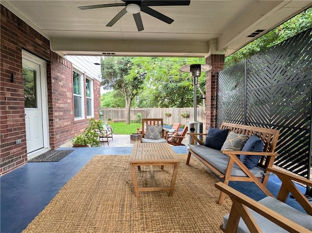 14504 Templemore Cv, Austin, TX 78717 - view of patio / terrace featuring ceiling fan, outdoor lounge area, and a fenced backyard