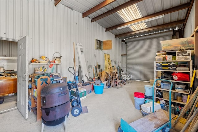 garage featuring metal wall