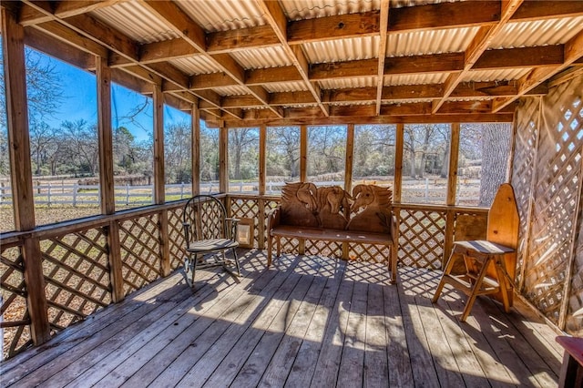 6196 Fm 975, Caldwell, TX 77836 - unfurnished sunroom featuring coffered ceiling