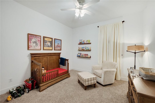 4302 Fox River Ln, Bryan, TX 77802 - bedroom featuring baseboards, ceiling fan, and light carpet