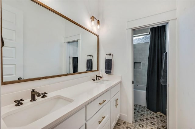 4302 Fox River Ln, Bryan, TX 77802 - full bath featuring a sink, shower / tub combo, and double vanity