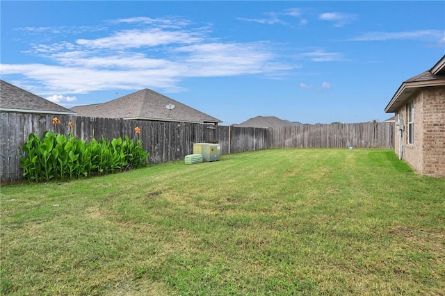 view of yard featuring a fenced backyard