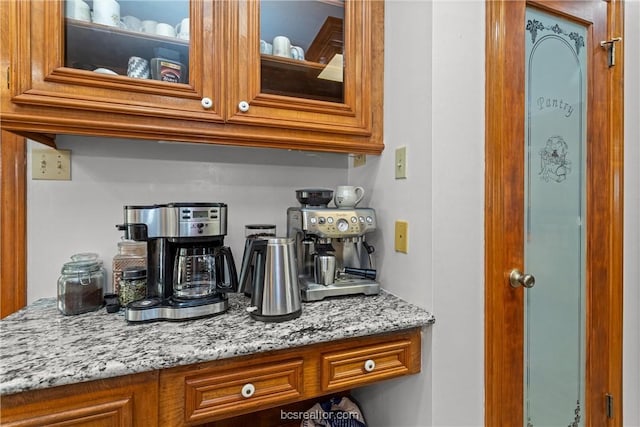 bar with light stone countertops