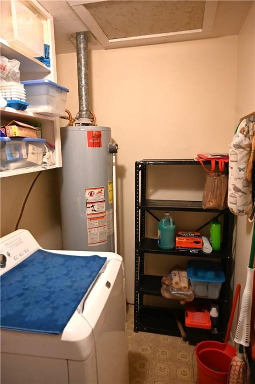 utilities featuring washer / clothes dryer and water heater