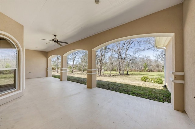 view of patio with ceiling fan