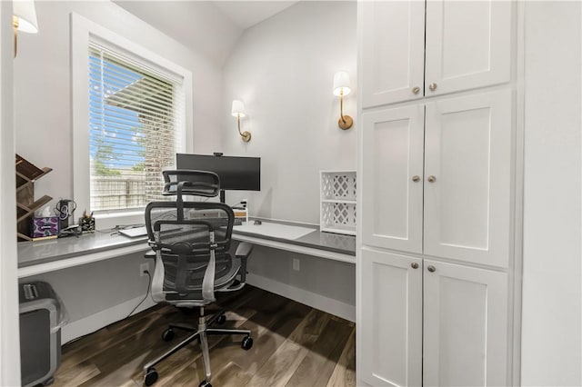 4813 Coopers Hawk Dr, College Station, TX 77845 - office with dark wood finished floors and built in study area