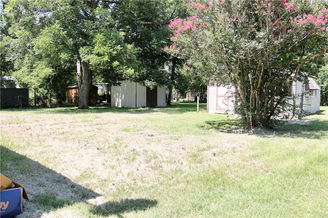106 N Minden St, Madisonville, TX 77864 - view of green lawn with a storage shed