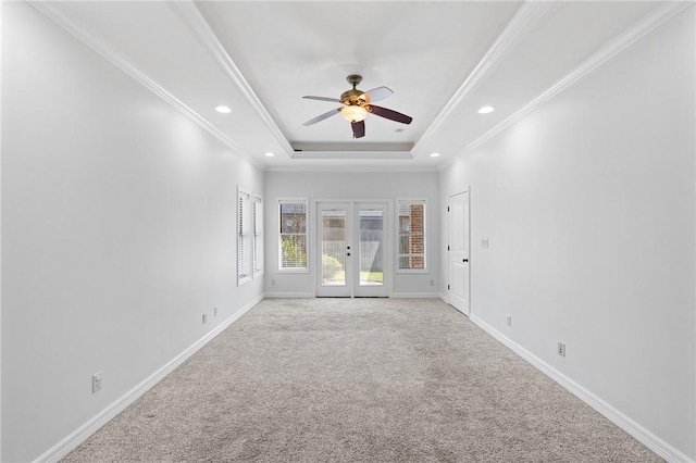 4412 Hearst Ct, College Station, TX 77845 - empty room with ceiling fan, french doors, light carpet, recessed lighting, and baseboards