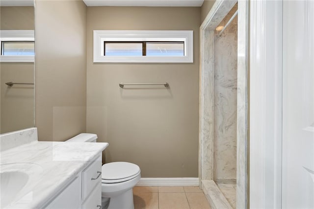 4412 Hearst Ct, College Station, TX 77845 - full bathroom featuring vanity, tile patterned flooring, toilet, and a shower