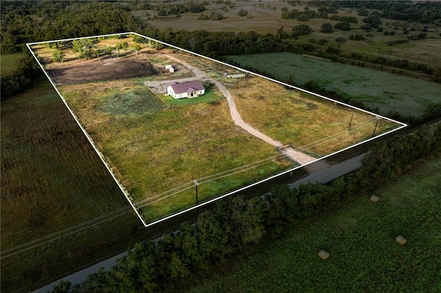 aerial view featuring a rural view