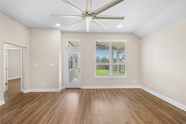 4842 Native Tree Ln, College Station, TX 77845 - unfurnished room with ceiling fan, baseboards, wood finished floors, and recessed lighting