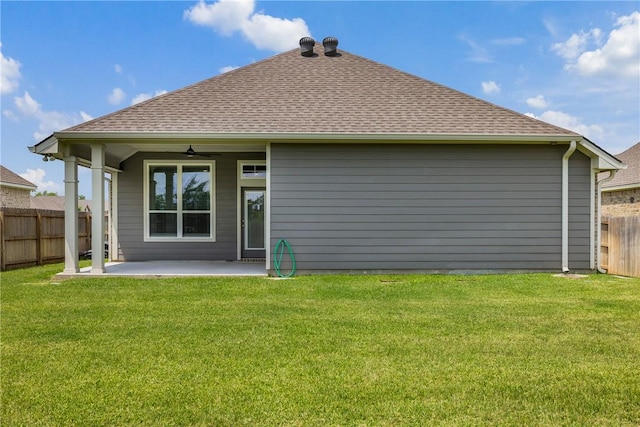 4842 Native Tree Ln, College Station, TX 77845 - rear view of property featuring a patio area, roof with shingles, and a ceiling fan