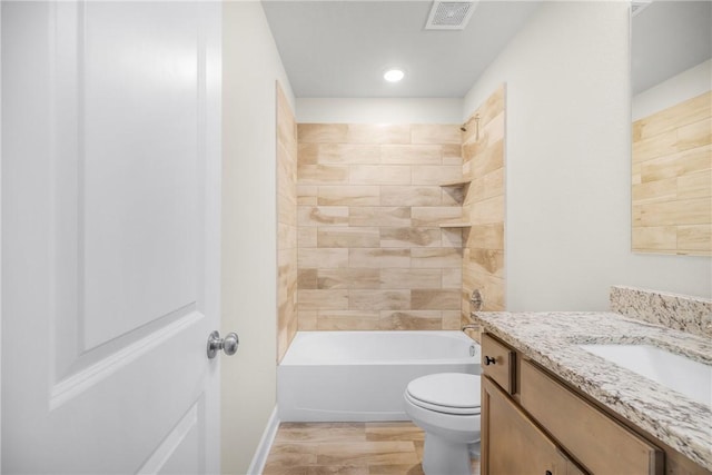 4842 Native Tree Ln, College Station, TX 77845 - bathroom featuring vanity, toilet, recessed lighting, shower / bathtub combination, and baseboards