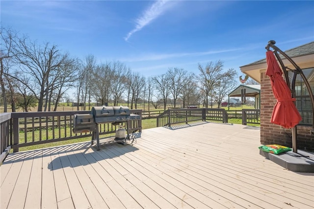 wooden terrace with grilling area