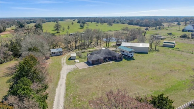 drone / aerial view featuring a rural view