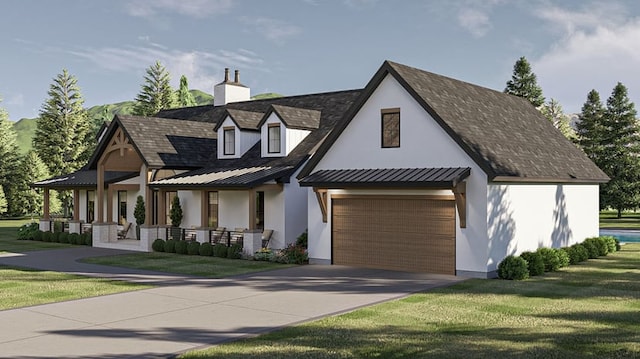 view of front of property with a front yard and a porch