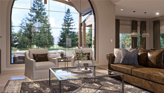 living room featuring hardwood / wood-style flooring