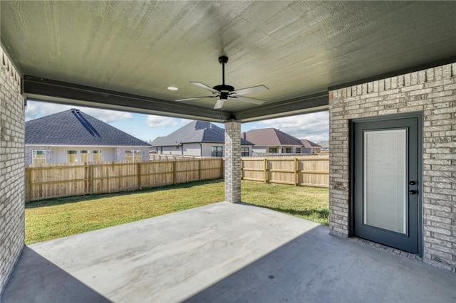 view of patio / terrace with ceiling fan