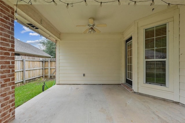 view of patio / terrace with ceiling fan