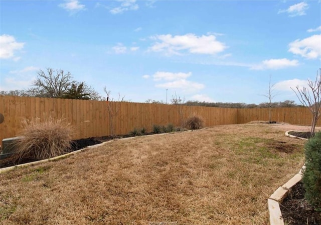 view of yard featuring a fenced backyard