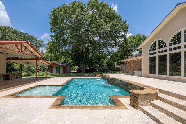 2629 Benton Dr, Brenham, TX 77833 - swimming pool featuring a patio area and a shed