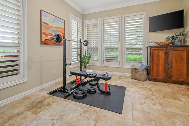 4920 Whistling Straits Loop, College Station, TX 77845 - workout room featuring plenty of natural light and crown molding