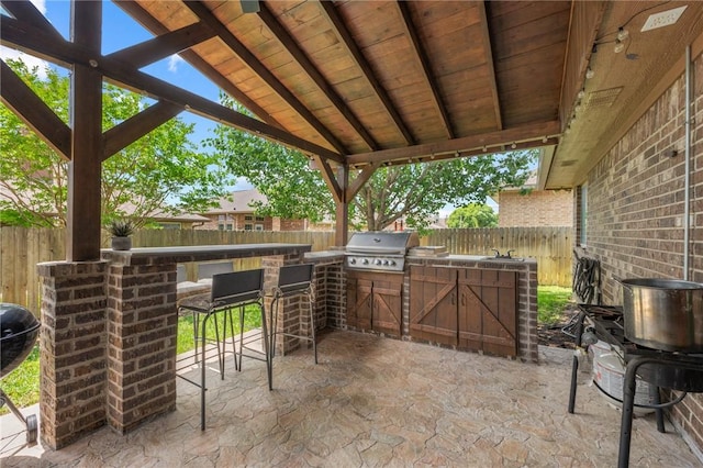 912 Emerald Dove Ave, College Station, TX 77845 - view of patio with grilling area, exterior kitchen, and a fenced backyard