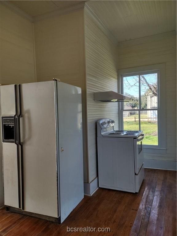 washroom with dark hardwood / wood-style floors