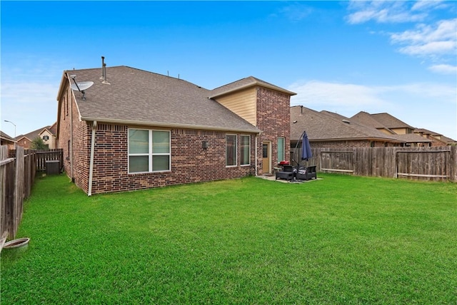 13423 Ashley Acres Ln, Cypress, TX 77429 - back of house featuring brick siding, a shingled roof, and central air condition unit