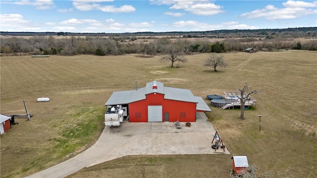 aerial view with a rural view